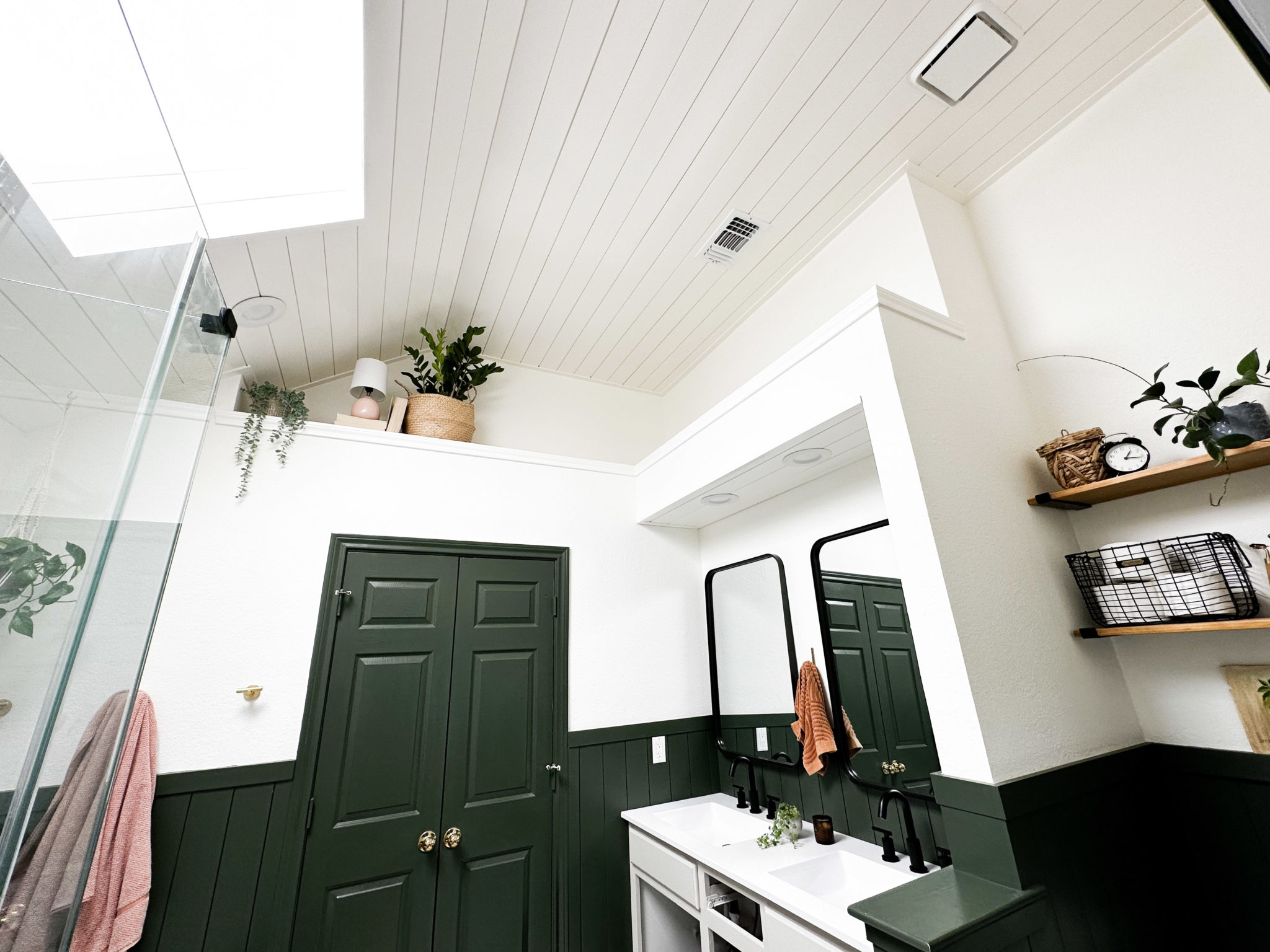 DIY Shiplap Bathroom Ceiling Reveal