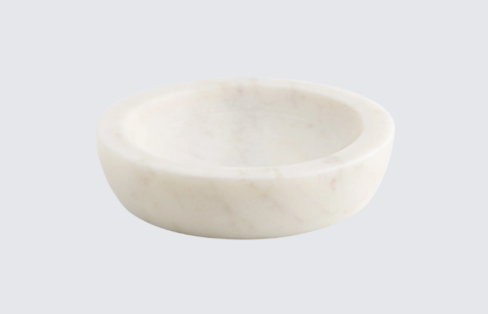 circle, white marble trinket dish