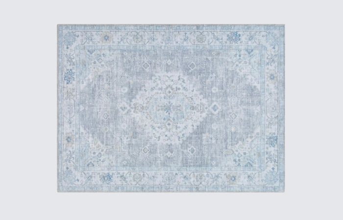 blue and white traditional medallion rug 