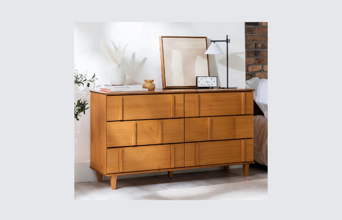 walker edison camel wood mid-century style dresser