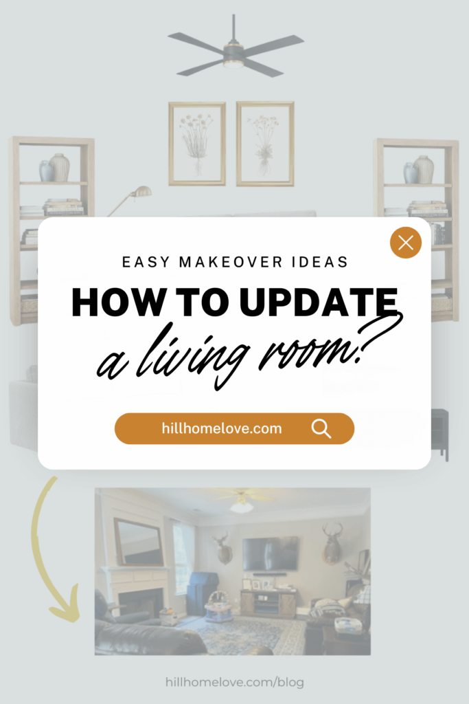 text overlay "how to update a living room?"